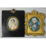 English School, Admiral Lord Nelson, portrait miniature, gouache, ornate gilt frame, 12 x 10 cm