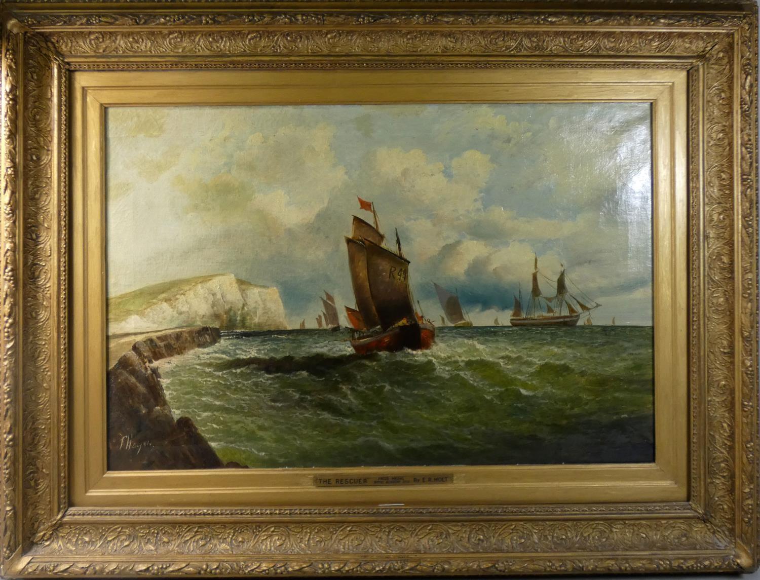 19th century English School, Fishing Boat of the the South Coast, signed indistinctly, oil on - Image 2 of 3