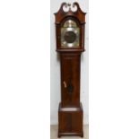 A Georgian style mahogany longcase clock, the 11" gilt dial with silvered chapter ring, signed