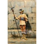 Guerrino Guardabassi (Italian, 1841-1893), 18th century Italian soldier, signed, watercolour, 46 x