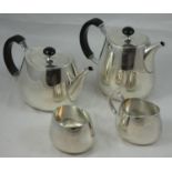 A four piece silver-plated tea and coffee service, by Walker and Hall, Sheffield, circa 1959,