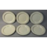Six Leeds pearlware dessert plates, each with pierced rim, diameter 21cm (6).