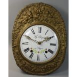 Hy Dognon, a Saujon, a French Comtoise wall clock, the white enamel dial signed with Arabic