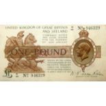 £1 treasury note, Warren Fisher first issue (September 1919), No 946329.