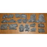 A German set of nine two part metal chocolate moulds, Stamped D.R.G.M No 781892, depicting a