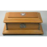 A light oak, silver and enamel Thornaby on Tees Freedom Casket, London 1956, with enamel coat of