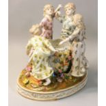 A Meissen style 20th century porcelain figure group, modelled as four girls dancing in a circle