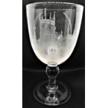 Of Hull interest; a Victorian engraved goblet depicting Cuthbert Brodrick's Guildhall and Holy