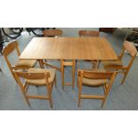 A Danish set of six teak dining chairs, mid 20th century, together with a similar gate leg dining