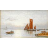 G. S. Walters, RBA (1837-1942), Sunset on the Medway, signed, watercolour, 25 x 43 cm, frame.