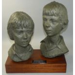 Liz Mulchinock (1958), a head and shoulder macquette of two children titled Susan and David, '