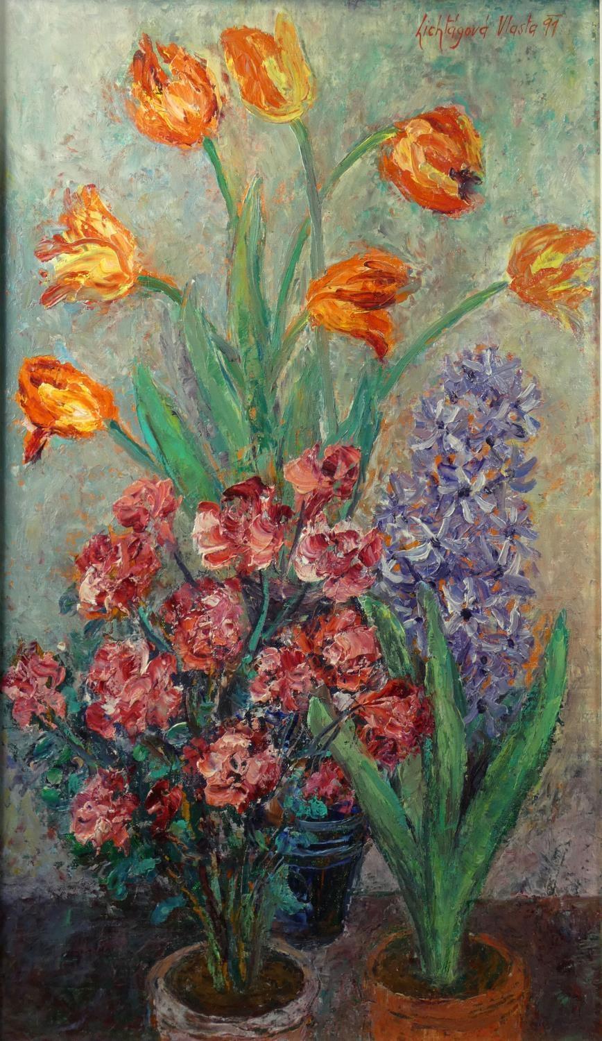 Vlasta Lichtagova - Kadlecova (Ukrainian 1921-2013), still life of flowers, signed and dated '97,