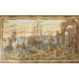 An Italian loam woven tapestry, depicting a 17th century view of the ancient port of Venice in