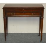 A part canteen of Old English pattern cutlery, contained with a mahogany side table with hinged