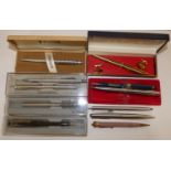 An assorted collection of ball point pens, to include Parker, London executive set together with