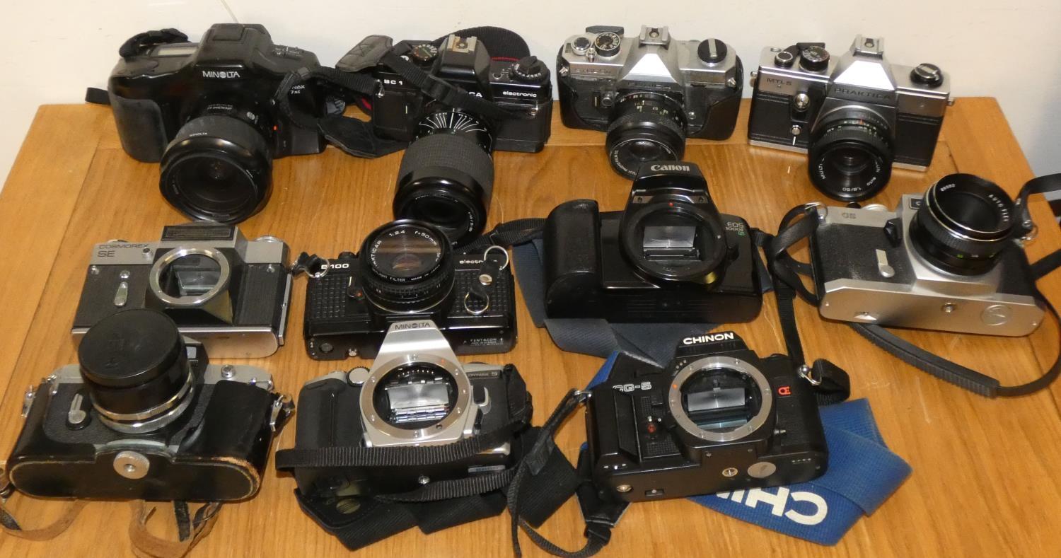 A quantity of cameras, lenses and equipment including Minolta, Pentax, Chinon, Ricoh and others, - Image 2 of 3