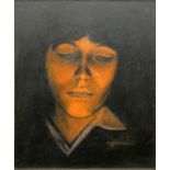 M. Eisemann, oil on board portrait 'By Firelight', signed and framed, 43 x 36cm.