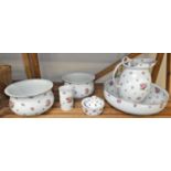 A six piece Royal Doulton Lambeth toilet set.