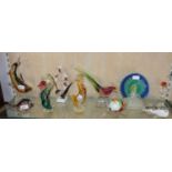 A collection of assorted mid-twentieth century Art glass, to include various animals; peacock,