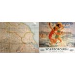 Bartholomew Map of Yorkshire, 65 x 75 cm and a Scarborough Railway reproduction poster (2).