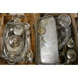 A quantity of electroplate, to include muffin dishes, tankards, cutlery and various other items (2).