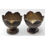 A Victorian pair of silver salts, by Charles Stuart Harris, London 1881, of Warwick vase form, 3 oz.