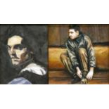 After Del Sarto, 'Portrait of a Young Man', Christopher Gill, 1994, 36.5 x 31.5cm, together with