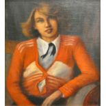 E. R. Hogg - oil on board girl portrait, gilt frame, 69 x 60cm.