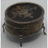 A silver and tortoiseshell trinket box, Birmingham 1907, with floral pique decoration, 6.5 cm.