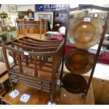 A three-tier folding cake stand, together with a magazine rack (2).