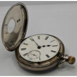 A silver Half Hunter pocket watch, with subsidiary seconds dial.