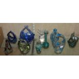 A collection of ten assorted mid-twentieth century Art glass, to include seven baskets, a crystal