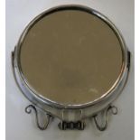 A silver mounted bathroom mirror, London 1913, of circular form, double sided mirror, diameter 14