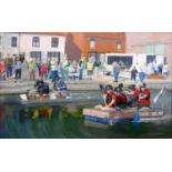David Credland 2018 'Action at Riverhead', oil on canvas, 98 x 70cm.