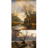 Carl Whitfield oil on board of a woodland scene, gilt frame, 35 x 30cm, together with a gilt