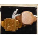 Two 9ct gold signet rings, 9 grams