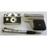 A KKW Camera lighter, an Imco Sunlite pistol lighter and a Ronson propelling pencil lighter (3)