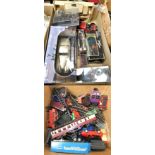 Various play worn die cast trains and other model cars (2)