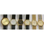 Four gentleman's Rotary gilt metal quartz wristwatches and two other watches (6)