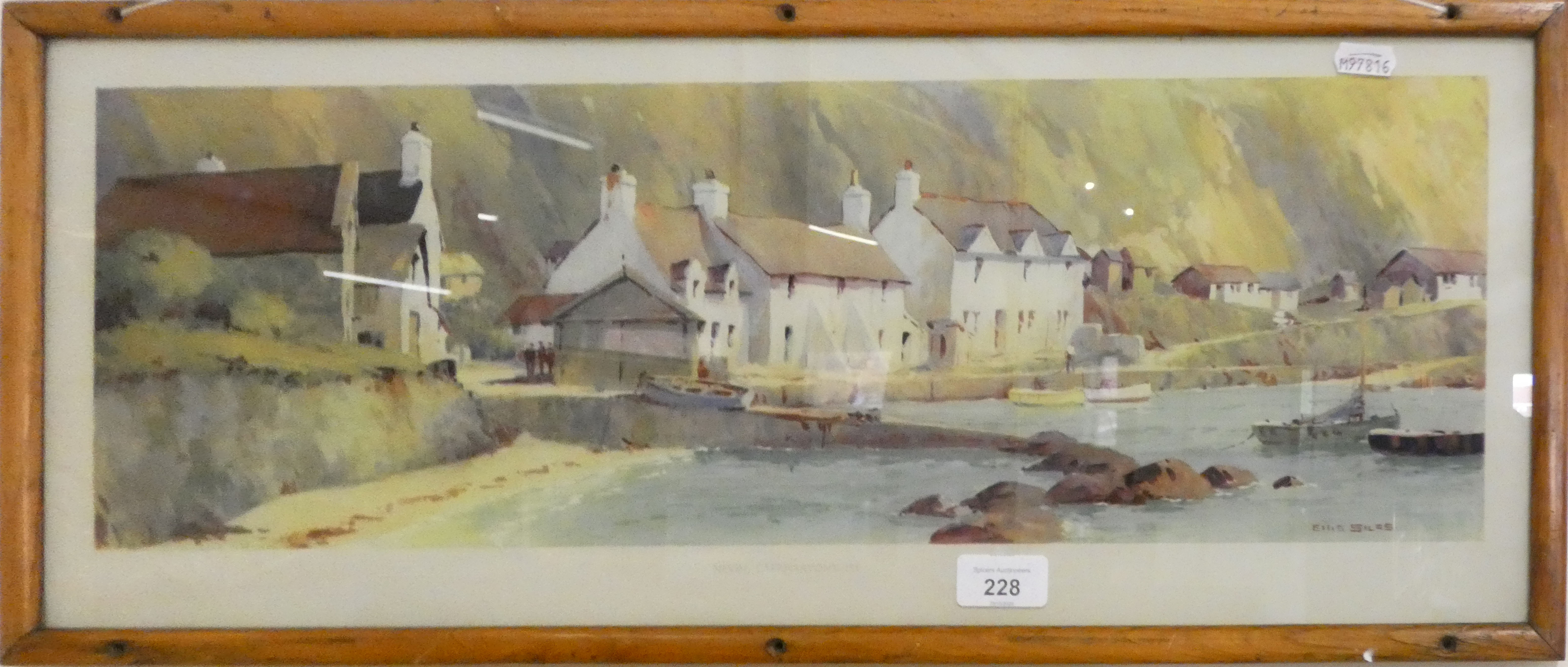 A framed carriage print depicting 'Nevin, Caernarvonshire', signed bottom right hand corner 'Ellis