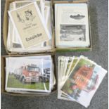 Three boxes of assorted vintage car advertisements and press cuttings, circa 1930-50?s, to include