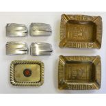 Two pressed brass Ogdens Guinea Gold ashtrays, a Bradford Gypsy Motoring Club ashtray and four