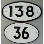 Two oval bridge plates, Nos. 36 and 138 (2).