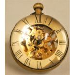 A glass ball desk timepiece, with exposed movement, the silvered chapter ring with Roman numerals,