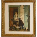 Horace Van Ruith (1839 - 1923), Goatherder and maid, signed, watercolour, 45 x 34 cm.