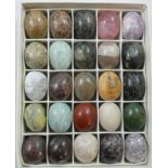 A collection of 25 Zimbabwean egg shape gemstones, to included Serpentine, Aventurine and Red
