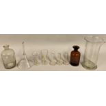 A collection of c.1930's apothecary glassware, to include measuring apparatus, funnels, test