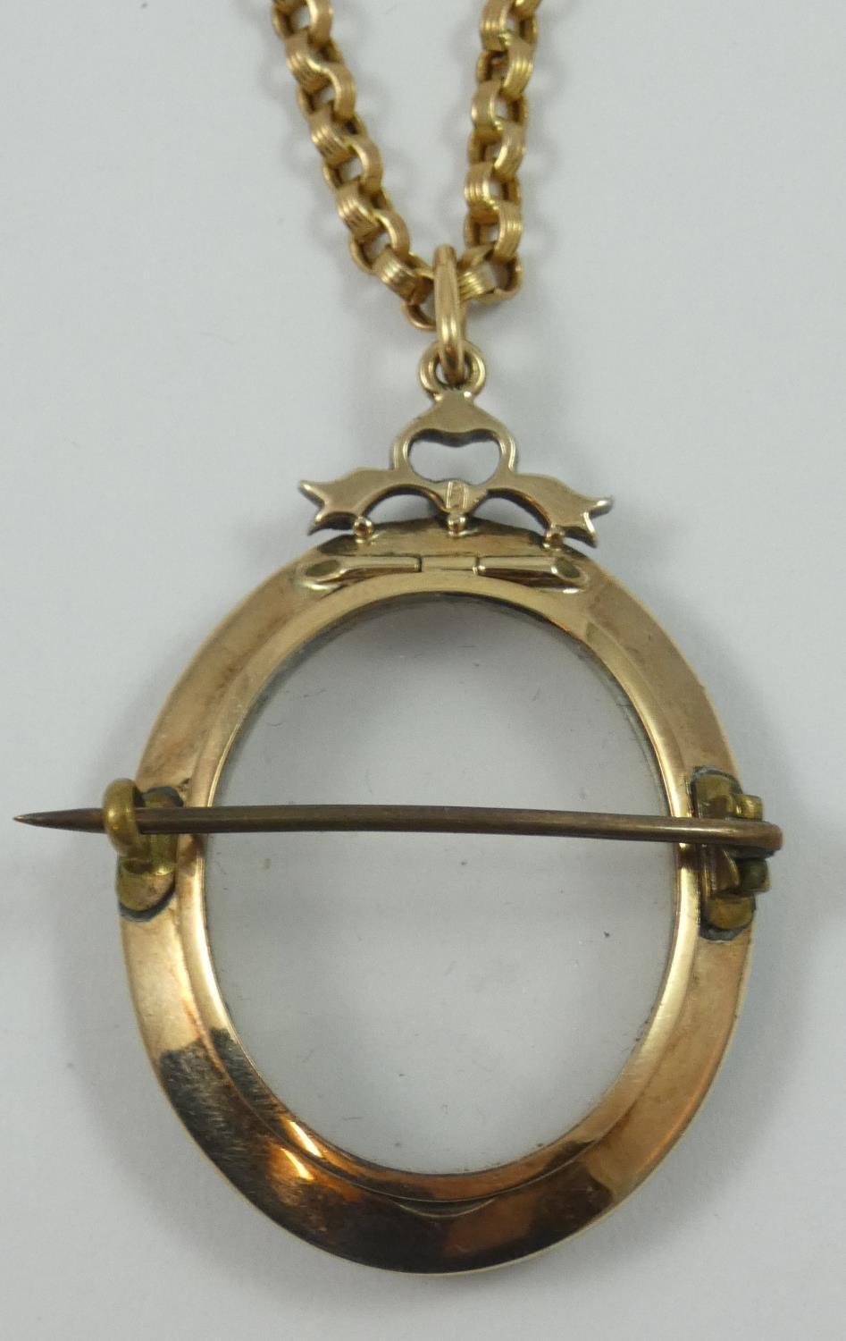 A 19th century paste and gold locket/brooch/pendant, bearing control marks, the silver set paste - Image 2 of 2