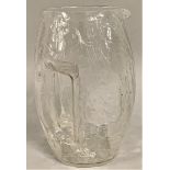 Attributed to Koloman Moser for Loetz: a clear crackle glass jug of barrel form, with integral