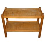 Rabbitman: A Peter Heap (Wetwang) English oak tea trolley, adzed, two tiers, chamfered legs, on